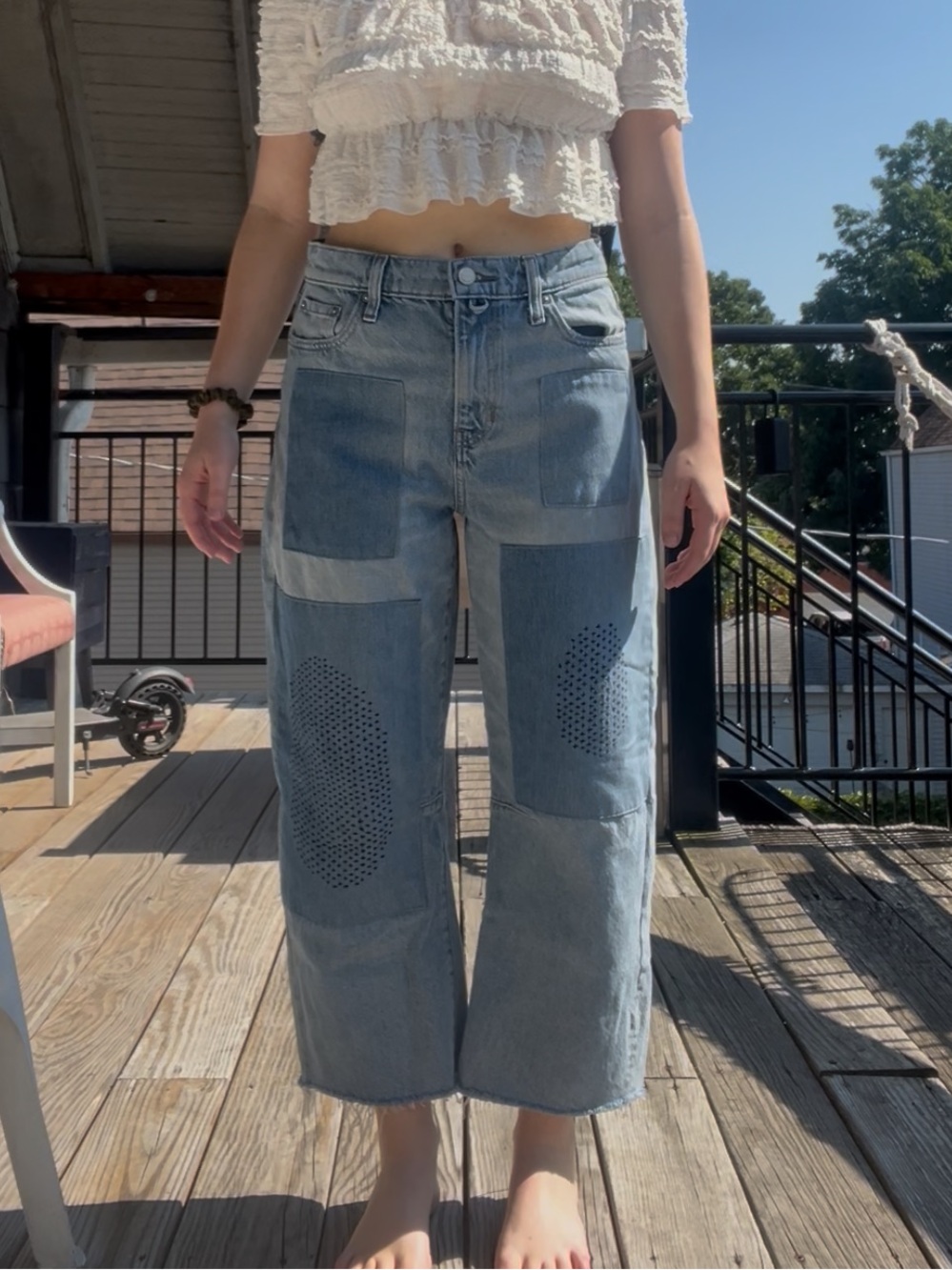 Banana Republic Light Blue Mid Rise  Patchwork Wide-Leg Jeans